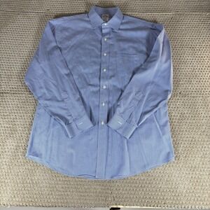 Brooks Brothers‎ Shirt Mens Large 16.5 Blue Grid Check Regent Non Iron Business